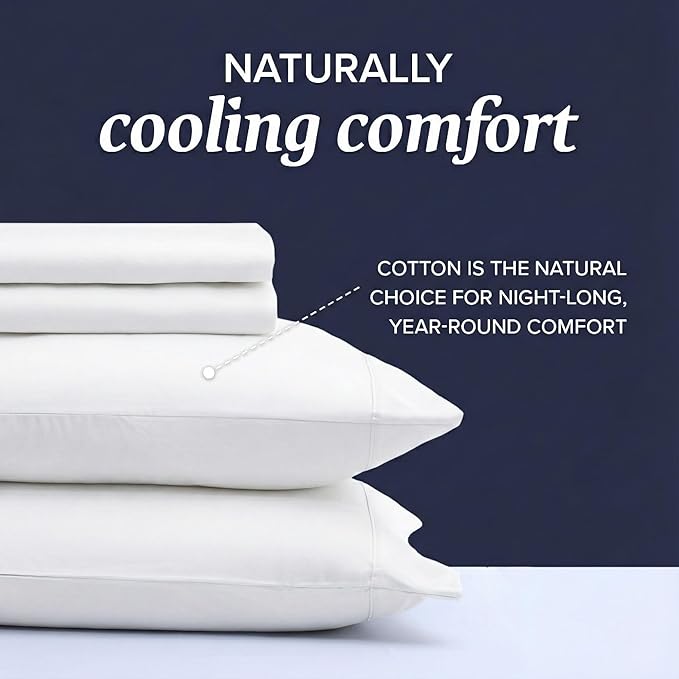 Beckham Hotel Collection King Sheet Set 100% Cotton, 500TC Luxury Sateen Bedding, 16” Deep Pocket, Moisture-Wicking, 4-Piece, White
