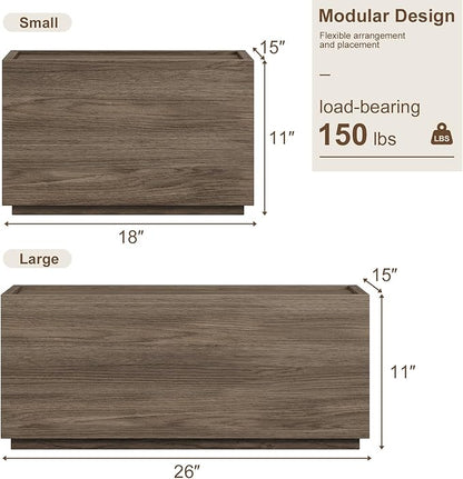 Stackable Storage Drawers, Wooden Drawer Storage Organizer, Modern Nightstands with Wooden Drawers, Small Storage Cabinet, Modular Design, Available in 2 Sizes for Versatile Use Walnut Small
