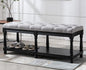 Kmax Storage Entryway Bench Tufted Shoe Rack Bench Black Wood Window Bench for Hallway Entrance Bedroom Corner, Grey