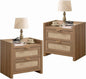 SICOTAS Night Stand Set of 2 - Rattan Nightstands with Type-C Charging Station, 2 Rattan Drawers - Boho Bed Side Tables End Table for Small Space - Natural Oak