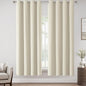 ChrisDowa 100% Blackout Birch Solid Curtains 72 Inches Long 2 Panels for Bedroom Living Room,Farmhouse Room Darkening Thermal Insulated Soundproof Grommet Top Window Treatment Drapes,52x72