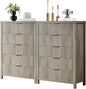 5 Drawers Dresser for Bedroom, 44 Inches Tall Modern Bedroom Dressers, Chest of Drawers for Bedroom, Fluted Dresser for Closet Organizer for Living Room, Hallway, Entryway (Grey Oak, 2 Pieces)
