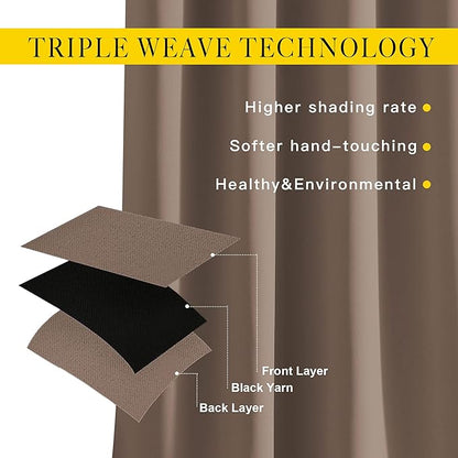 NICETOWN Room Darkening Curtain Panels - Home Fashion Ring Top Thermal Insulated Curtains for Bedroom/Living Room (2 Panels, 80" Wide by 95" Long, Cappuccino)
