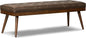 Poly & BARK 55" Tufted Leather Bed Bench for Bedroom End of Bed - Living Room Entry Way Bench - Pure Italian Leather Upholstery with a Solid Wood Frame - Ottoman Bench with Wooden Legs - Cocoa Brown