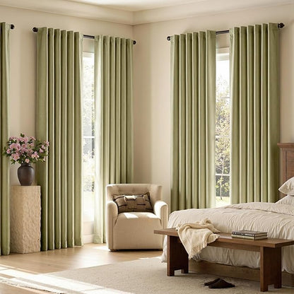 jinchan Chenille Blackout Curtains 84 Inches Long 2 Panels Sage Green Thermal Insulated Curtains for Living Room Bedroom Back Tab Curtains Full Privacy Triple Weave Noise Reducing Drapes 50x84 Inch