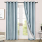 Macochico 100% Blackout Chenille Curtains for Living Room Classic Chenille Window Curtain Panels Thermal Drapes for Bedroom Hotel Grommet Curtains with Tieback Light Blue 84" Wx96 L 1 Panel