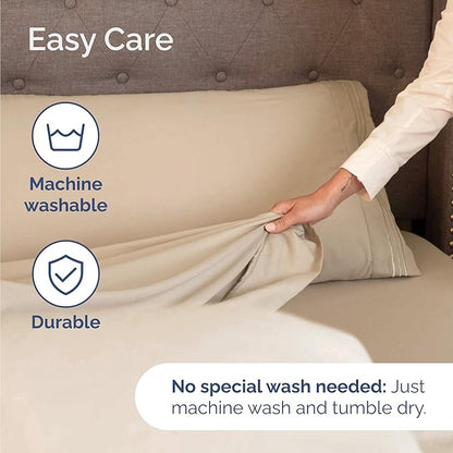 Twin Size 3 Piece Sheet Set - Comfy Breathable & Cooling Bed Sheets Set - Hotel Luxury Bedding for Women, Men, Kids, Teens, Boys & Girls - Deep Pockets, Ultra-Soft and Wrinkle Free - Oeko-Tex - Cream