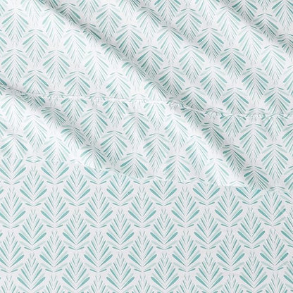 Amazon Basics Lightweight Super Soft Easy Care Microfiber 3 Piece Bed Sheet Set With 14-Inch Deep Pockets, Twin XL, Aqua Fern, Printed