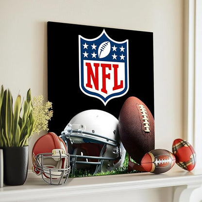 B.B.F MAKE American Football Canvas Wall Art Super Champions Bowl Poster Rugby Oil Painting Canvas Wall Decor Sports Picture Boys Gift Modern Bedroom Living Room Dorm Home Decoration, Framed 8x10inch
