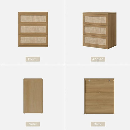 SICOTAS Dresser for Bedroom - 50" Wide 6 Drawer Dresser Rattan Dressers & Chests of Drawers Boho Drawers for Bedroom Bedside Table Clothes Large Closet Storage for Closet Hallway Entryway