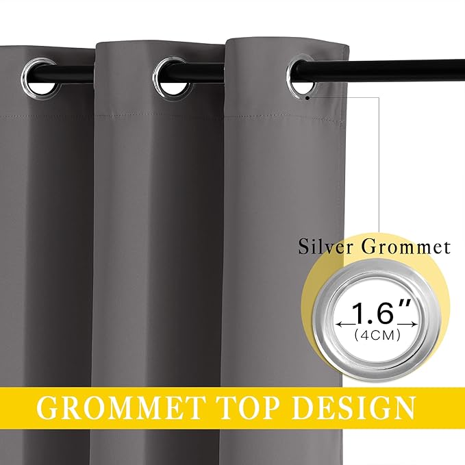 NICETOWN Sliding Glass Door Curtain Drape, Grommet Thermal Insulated Blackout Patio Door Curtain Panel for Bedroom/Pergola (Gray, 1 Panel, W80 x L108)