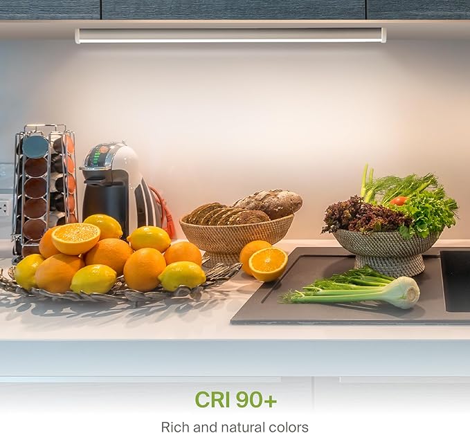 ASD 24 Inch LED Under Cabinet Lighting Plug in or Hardwired, High/Low/Off Switch, 12W 120V 3 CCT 2700K/3000K/4000K CRI90+, Triac Dimmable Linkable Under Counter Lights for Kitchen, ETL Listed, White