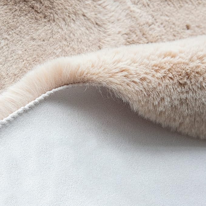 Light Brown Beige Plush Washable Fluffy Area Rugs for Bedroom Faux Fuzzy Bunny Fur Rug for Living Room Nursery Rug 3x5 Boho Rugs