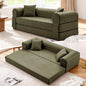 Convertible Folding Sofa Bed,78.5 Inch Faux Leather Futon Couch with Pillows & Storage Pocket,5-in-1 Queen Sleeper Sofa in a Box with Pull Out Bed,Boneless Couch for Living Room Bedroom,Green