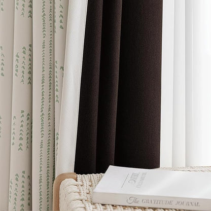 100% Boho Blackout Curtains 72 Inches Long for Bedroom, Green on Beige Patterned Bohemian Curtains for Living Room, Geometric Striped Thermal Insulated Window Drapes Gromment Top 2 Panels