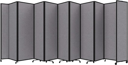 Versare Room Divider 360 Portable Wall Partition | Folding Panels | Large Freestanding Divider | Locking Wheels | Temporary Room Separator | 25' x 7'6'', Cloud Gray