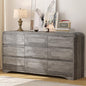 Grey Dresser for Bedroom with 9 Drawers, 63" Large Modern Dressers & Chest of Drawers with Curved Profile Design, Wood Closet Clothes Storage Long Dressers Organizer for Bedroom Living Room Hallway