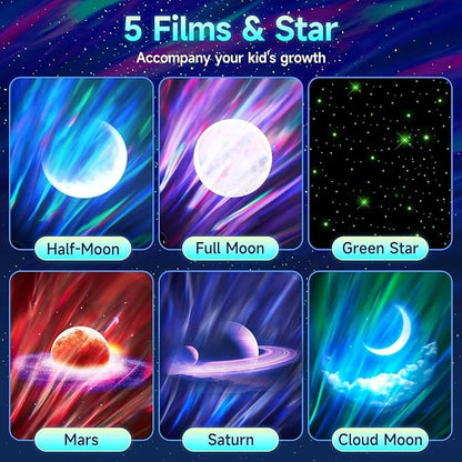 Northern Galaxy Light Aurora Projector with 300+ Light Effects, LED Star Projector for Bedroom Nebula Lamp, Remote Control, 15 White Noises, Bluetooth Speaker Gifts for Kids Adults