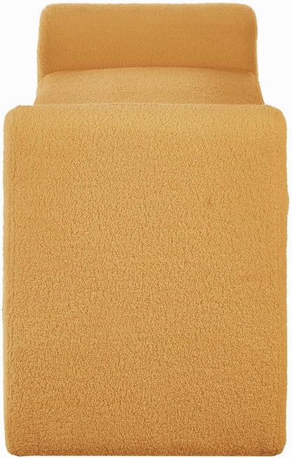 24KF Modern Upholstered Bed Bench Covered with Soft Boucle Teddy Fabric, Lovely Entryway Bench Ottoman with Armrest,5062-Yellow