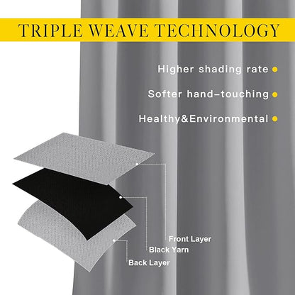 NICETOWN Room Darkening Silver Grey Curtains for Living Room - Solid Thermal Insulated Sound Reducing Grommet Curtains Drapes for Bedroom/Patio (2 Panels, W66 x L84)