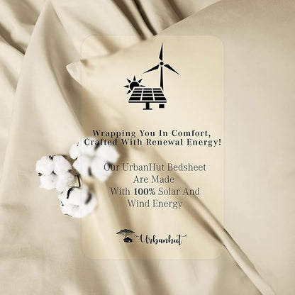 URBANHUT 800 Thread Count 100% Cotton Twin Size Sheets, Luxury 4 Piece Twin Bedsheets, Hotel Sheets Sateen Finish - Better Than Egyptian, 14" Elasticized Deep Pocket - Ivory