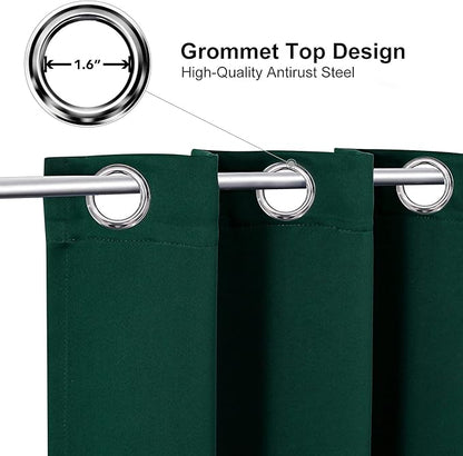 ChrisDowa Blackout Curtains 108 Inches Long 2 Panels Set for Living Room, Grommet Thermal Insulated Room Darkening Curtains for Bedroom (Forest Green, 52 x 108 Inch)