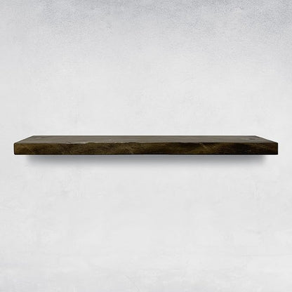 URBANDI, Rustic Floating Shelves, Set of 2, Hidden Bracket, Solid Wood, Heavy Duty, Wall Mounted Shelves, (Dark Brown, 24Wx10D)