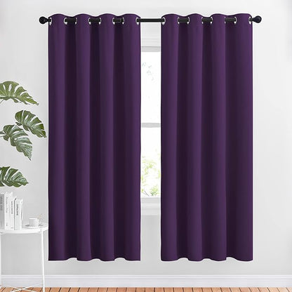 NICETOWN Royal Purple Room Darkening Draperies and Curtains - Home Fashion Energy Saving Grommet Top Room Darkening Drape Panels for Bedroom (Set of 2, 46 by 72 Inch, Royal Purple)