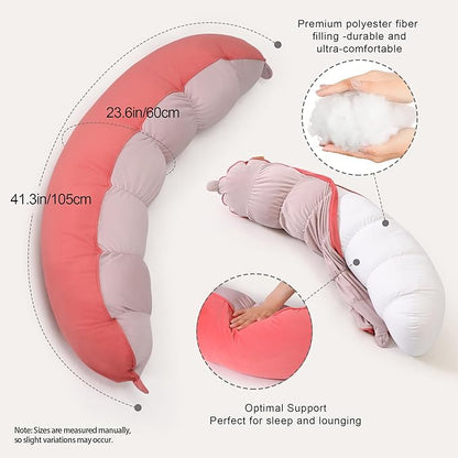 Peallow(Pat. Pend) – Long Round Body Pillow for Adults, Bolster Pillow for Sleeping, Soft and Supportive Pillow for Sleeping & Lumbar Support