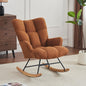 Rocking Chair Nursery Teddy Upholstered Glider Rocker Rocking Accent Chair Padded Seat with High Backrest Armchair Comfy Side Chair for Living Room Bedroom Offices (Brown Teddy)