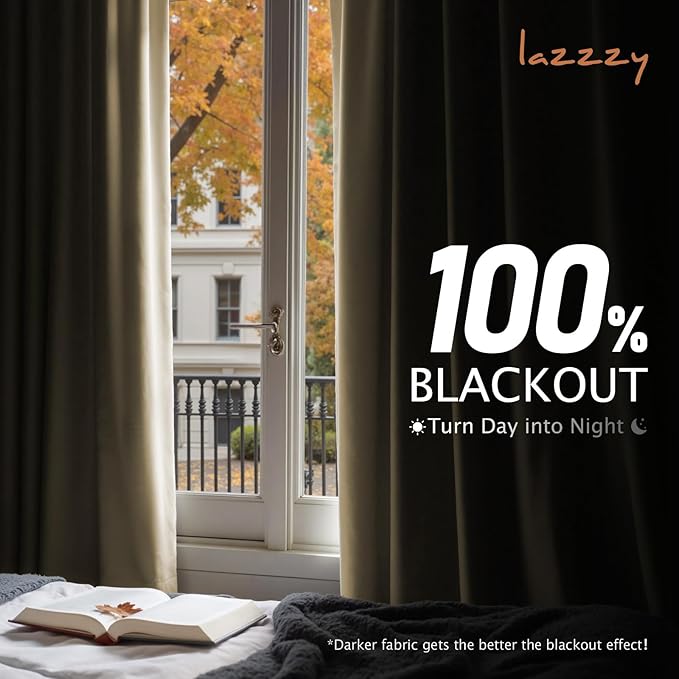 Lazzzy Blackout Velvet Curtains for Living Room Bedroom 84 Inch Long Insulated Lined Drapes Rod Pocket Modern Window Treatments 2 Panels Set Vanilla