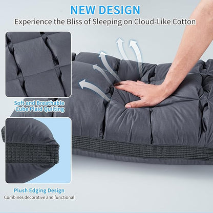 YOUR MOON Soft Pillow Queen Size of 2 for Sleeping, Super Soft Support Down Alternative Pillow, 100% Cotton Shell Luxury Comfy Fluffy Bed Pillows for Sleep(Gray)