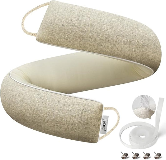 fowong Under Door Draft Stopper 32 Inch Weighted Draft Stopper for Bottom of Door Soundproofing Noise Blocker Easy Install, Oatmeal