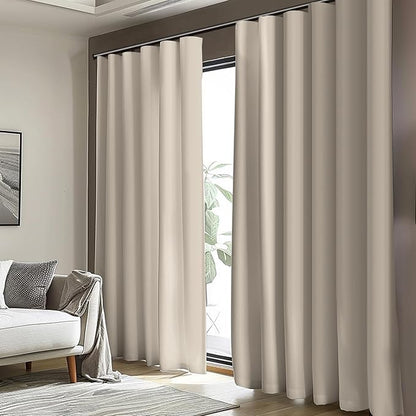 Room Divider Blackout Curtain Track Curtains Wall Dividers Panels Screen for Living Rooms Bedroom Office Privacy Partition Separation, W100 × L120 Inch,1 Panel, Beige