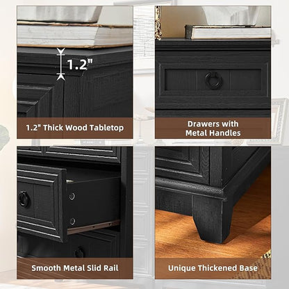 Farmhouse 5 Drawer Dresser for Bedroom, 33.2" Tall Small Dressers & Chest of Drawers, Rustic Wood Dresser with Metal Handle, Storage Organizer Closet for Living Room, Hallway, Entryway