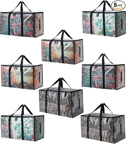 Heavy Duty 93L (24.5 Gallon) Stackable Storage Bins with Fully Openable Lids,Moving Bags Heavy Duty, Clear Plastic Totes for Moving Storage, Home Organization, Christmas Decorations 8 pack