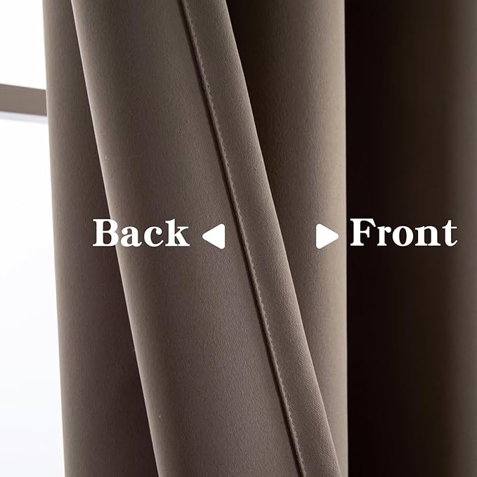 Blackout Curtains 72 Inch Length 2 Panels Set, Black Out Curtains for Bedroom 72 Inch Long, Rod Pocket Energy Saving Room Darkening Drapes for Living Room Window Khaki(W52 x L72)