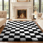 Ophanie Checkered Black & White Rug for Living Room Bedroom, Fluffy Soft Cute Fuzzy Area Rugs, Shag Plush Shaggy Bedside Floor 4x6 Furry Carpet for Kids Baby Teen Dorm Nursery Home Decor Aesthetic