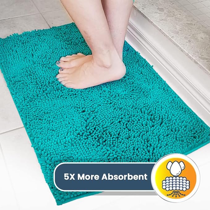 Muddy Mat® | Super Absorbent Door Mat Indoor, Microfiber Quick Dry Chenille Entryway Rug, Non-Slip Front Door Mat, Indoor Mats for Entryway, Machine Washable Pet Rug, Teal 24" x 72"