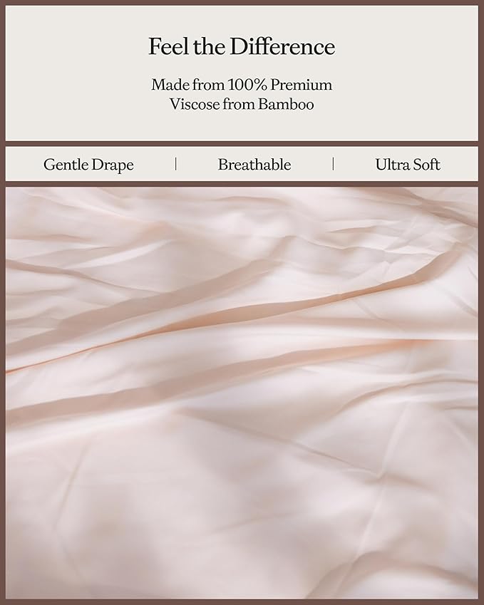 Cozy Earth Luxury Bed Sheet Set - 100% Viscose from Bamboo Fabric, Ultra-Soft & Breathable, Fits Regular & Deep Pocket Mattresses up to 20" - 4 Pieces California King Sheet Set - Peony