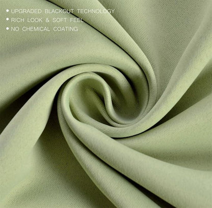 MIUCO 1 Pair Thermal Insulated Grommet 52-Inch-by-63-Inch Blackout Window Curtain Panels with 2 Tie Backs, Sage