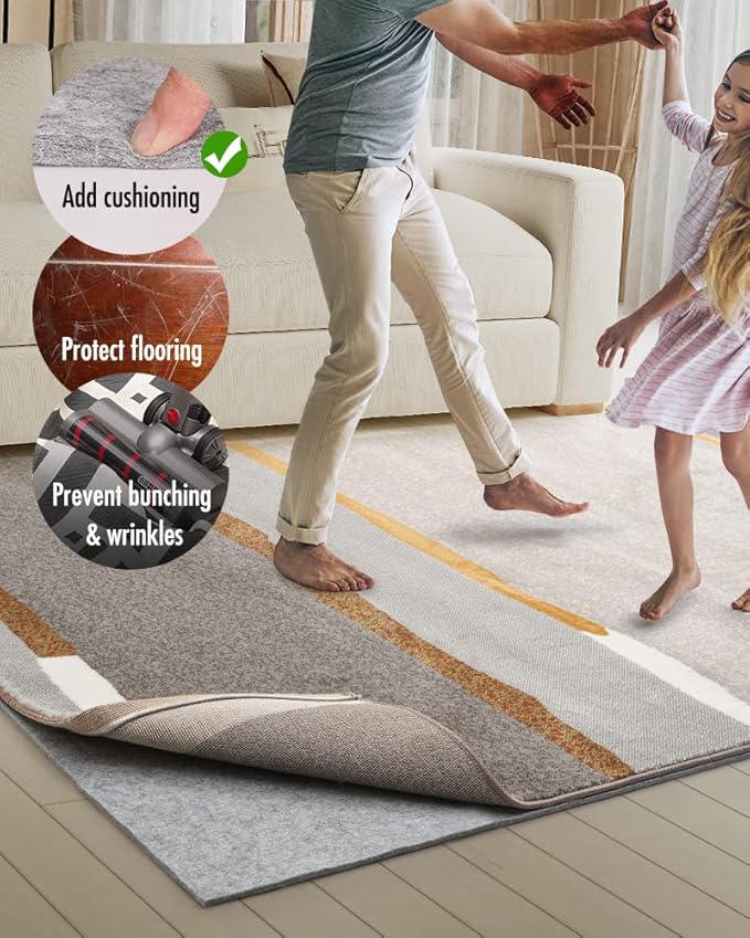 Resare Non Slip Rug Pad Gripper - 2.6x10 Feet 1/4" Extra Thick Felt Under Rug for Area Rugs and Hardwood Floors,Super Cushioned Non Skid Carpet Padding