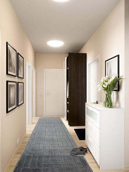 31 ft Non-Slip Extra Long Dark Grey Anthracite Hallway Kitchen Runner Rug, 2'2" X 31' Washable Carpet - Rubber Backed, Custom Size Floor Mat for Stairs Bedroom Bathroom Entryway