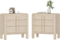 WAMPAT Modern 3-Drawer Nightstand Set of 2, 31.5" Tall Nightstand End Table w/Curved Profile Design,Wooden Dresser with Large Chest of Drawers,Bed Side Table for Bedroom,Living Room, Light Oak