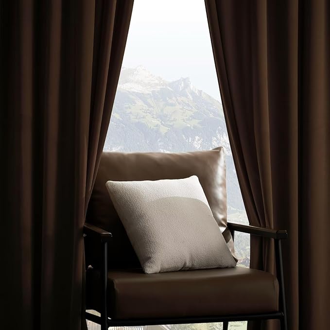 Joydeco Camel Brown Velvet Curtains 96 inch Length 2 Panels, Luxury Blackout Rod Pocket Thermal Insulated Window Curtains, Super Soft Room Darkening Drapes for Living Room Bedroom,W52 x L96 inches