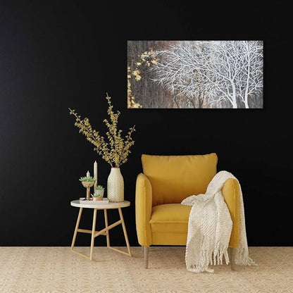RICHSPACE ARTS Neutral Wall Art for Bedroom Landscape Tree Painting with Gold Foil Modern Rustic Wall Decor (20W*40L)