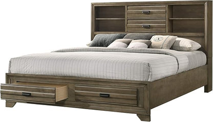 Roundhill Furniture Loiret Light Gray Finish Wood Storage Platform WallBed, Queen