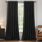Black Velvet Blackout Curtains Extra Long Room Darkening Drapes Super Soft Elegant Thermal Insulated Soundproof Window Curtains for Bedroom Living Room, Back Tab Rod Pocket, W52 x L102, 2 Panels