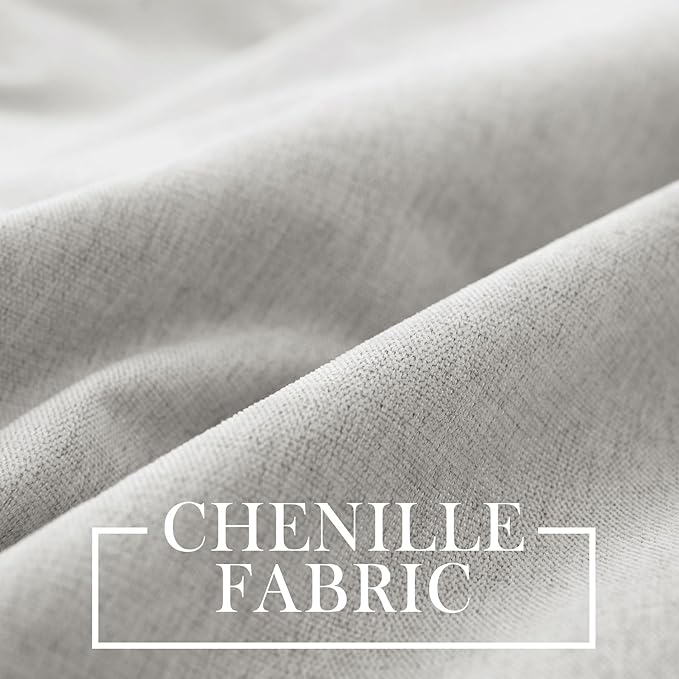 Macochico 100% Blackout Chenille Curtains for Sliding Door Thermal Insulated Noise Reducing Drapery for Living Room Bedroom Hotel, Grommet Curtains with Tieback, White, 120" Wx96 L 1 Panel