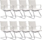 Wahson Office Guest Chairs Set of 8, Leather Reception Chairs, Mid Back Waiting Room Chair, Conference Chairs with Sled Base, Desk Chair No Wheels for Meeting/Lobby/Restroom, White